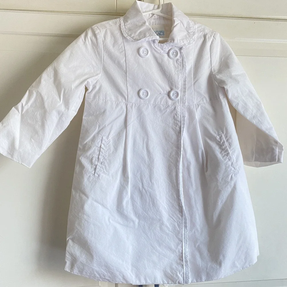 TCP The Childrens Place Dress Coat White Trench‎ Coat Girls Size 4T